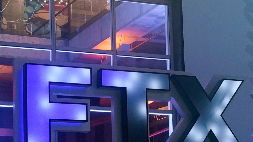 FILE - The FTX Arena logo is seen where the Miami Heat basketball team plays on Nov. 12, 2022, in Miami. The former CEO of failed crypto firm FTX Sam Bankman-Fried has been arrested in the Bahamas at the request of the U.S. government, the U.S. attor