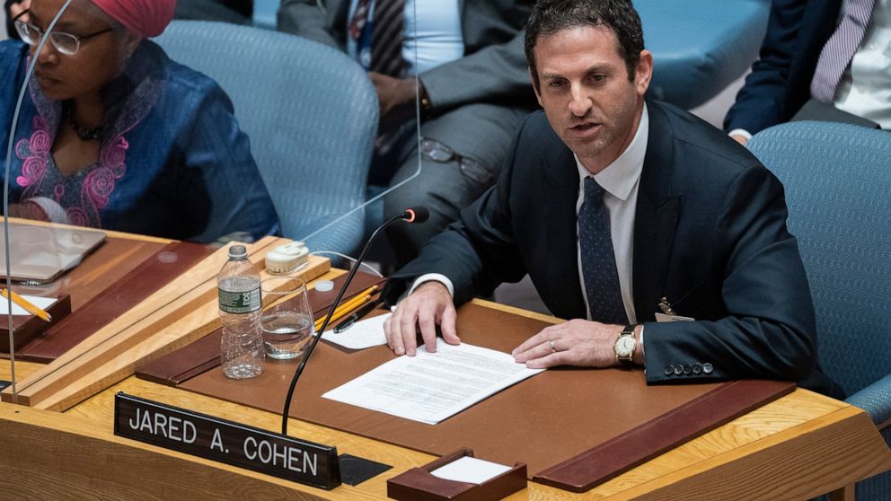 Jared Cohen, founder and CEO of Jigsaw at Alphabet Inc and Senior Fellow at the Council on Foreign Relations, speaks during a meeting of the U.N. Security Council on maintenance of peace and security in Ukraine, Tuesday, June 21, 2022, at United Nati