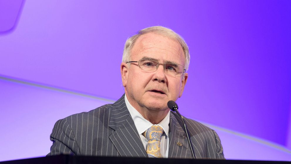 This November 2018 photo provided by the American Medical Association shows Gerald Harmon at the Interim Meeting of the AMA in National Harbor, Md. The nation’s largest, most influential doctors’ group is holding its annual policymaking meeting start