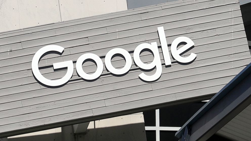 FILE- A Google sign is shown on the company's campus in Mountain View, Calif., on Sept. 24, 2019. Google’s corporate parent Alphabet on Tuesday, April 26, 2022, posted its slowest quarterly revenue growth since 2020, the latest sign that the huge gai