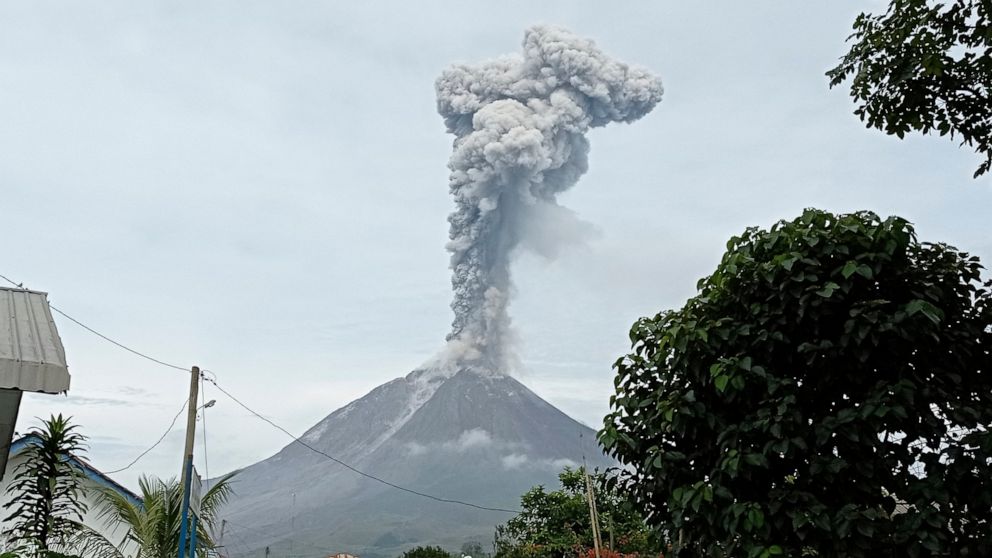 Indonesia's Sinabung spews column of volcanic ash into sky