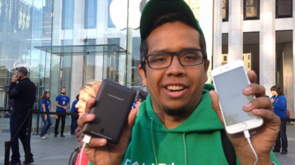 Eduardo Campos was the first person out the door of Apple's flagship store in New York City with the new iPhone 6.