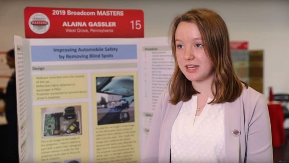 PHOTO: Alaina Gassler, 14, of West Grove, Pennsylvania, won the $25,000 Samueli Foundation Prize for her project on reducing blind spots in cars.