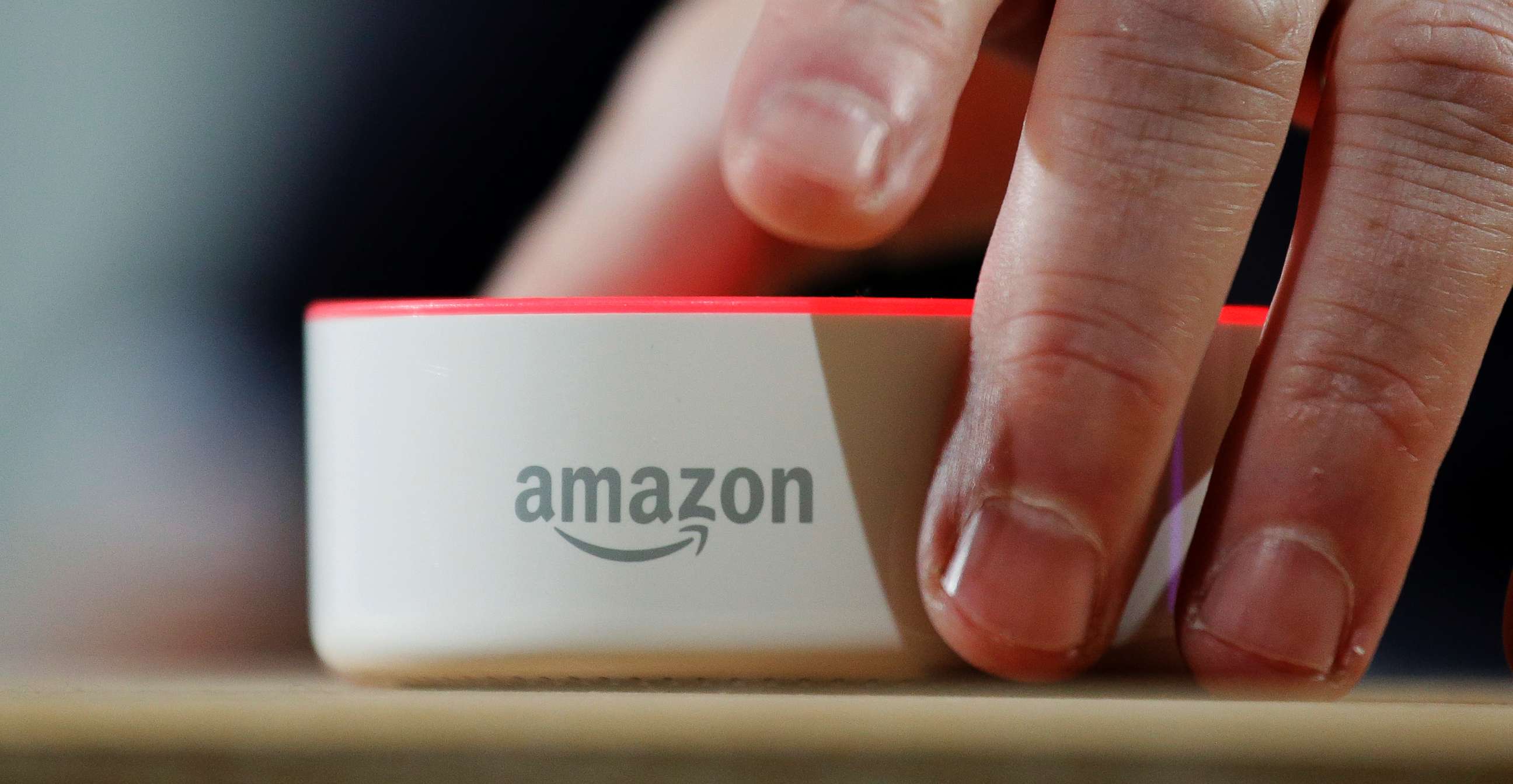 PHOTO: An Amazon Echo Dot is displayed during a program announcing several new Amazon products by the company, Sept. 27, 2017, in Seattle. 