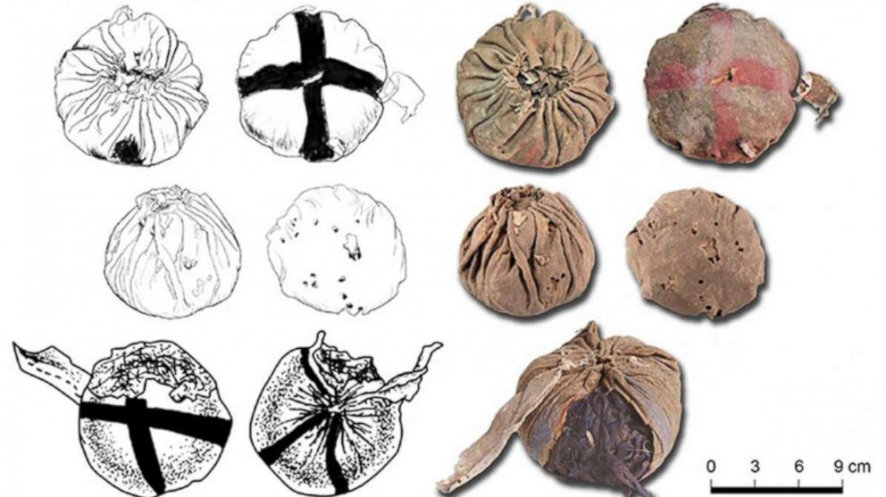 PHOTO: Leather balls were found in an approximately 3,000-year-old cemetery in northwestern China.