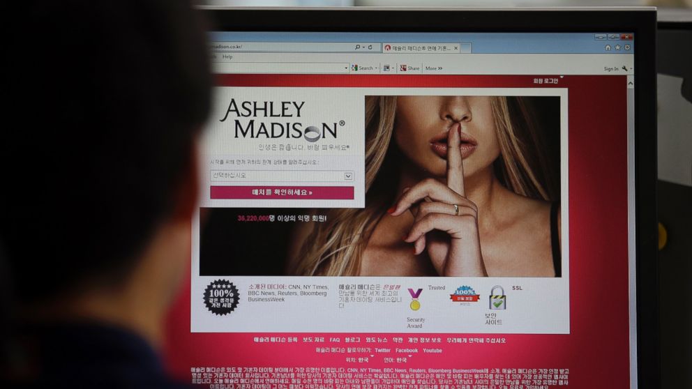 A June 10, 2015 file photo shows Ashley Madison's Korean web site on a computer screen in Seoul, South Korea.