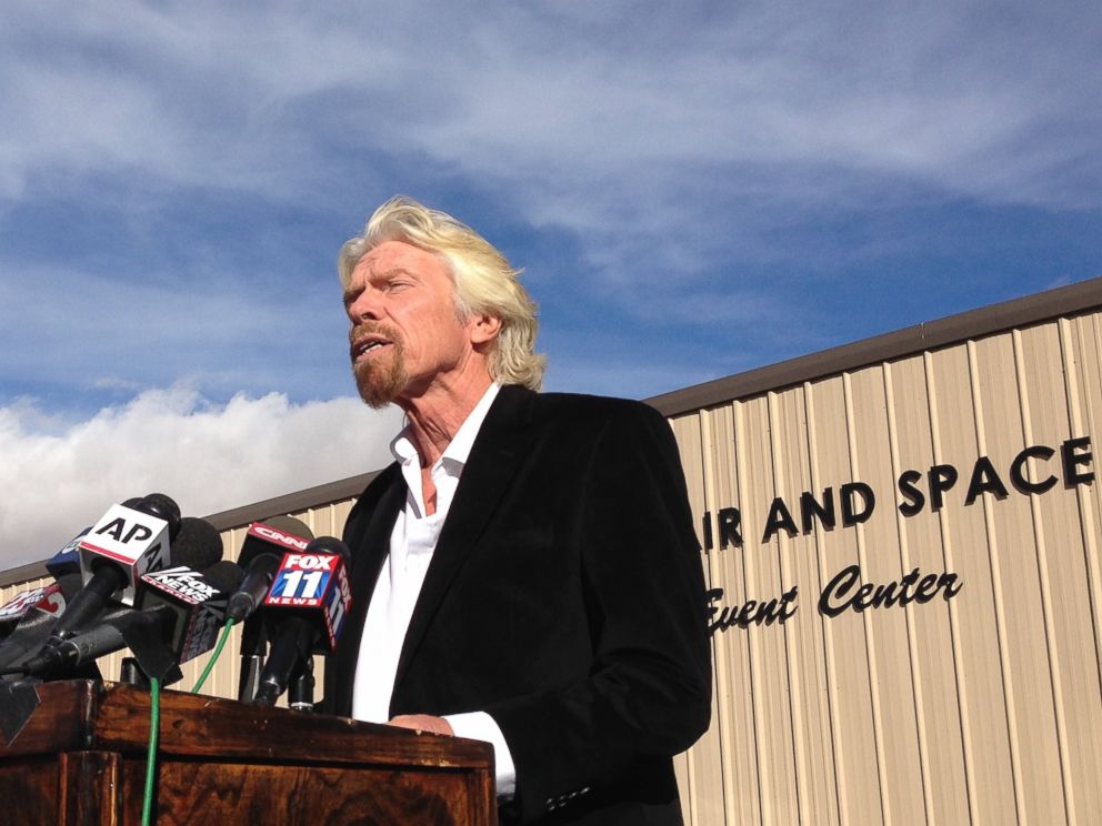 PHOTO: Billionaire Virgin Galactic founder Richard Branson vows to find out what caused the crash of his prototype space tourism rocket that killed one crew member and injured another during a news conference in Mojave, Calif., Saturday, Nov. 1, 2014.