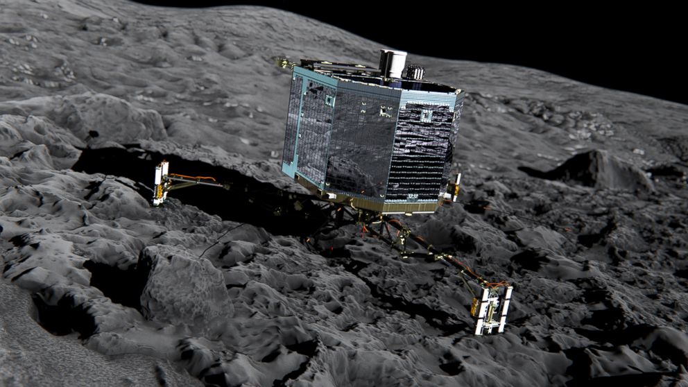 PHOTO: This artist impression  from  Dec. 2013  publicly provided by the European Space Agency,  shows Rosetta?s lander Philae on the surface of comet 67P/Churyumov-Gerasimenko. 