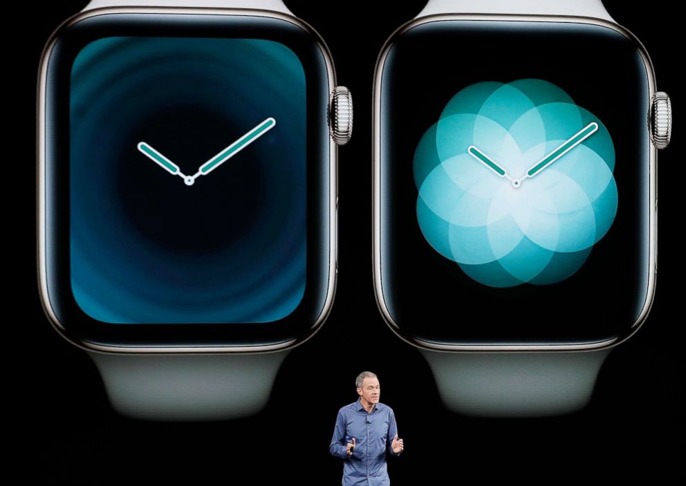 PHOTO: Jeff Williams, Apple's chief operating officer, speaks about the Apple Watch Series 4 at the Steve Jobs Theater during an event to announce new Apple products Wednesday, Sept. 12, 2018, in Cupertino, Calif.