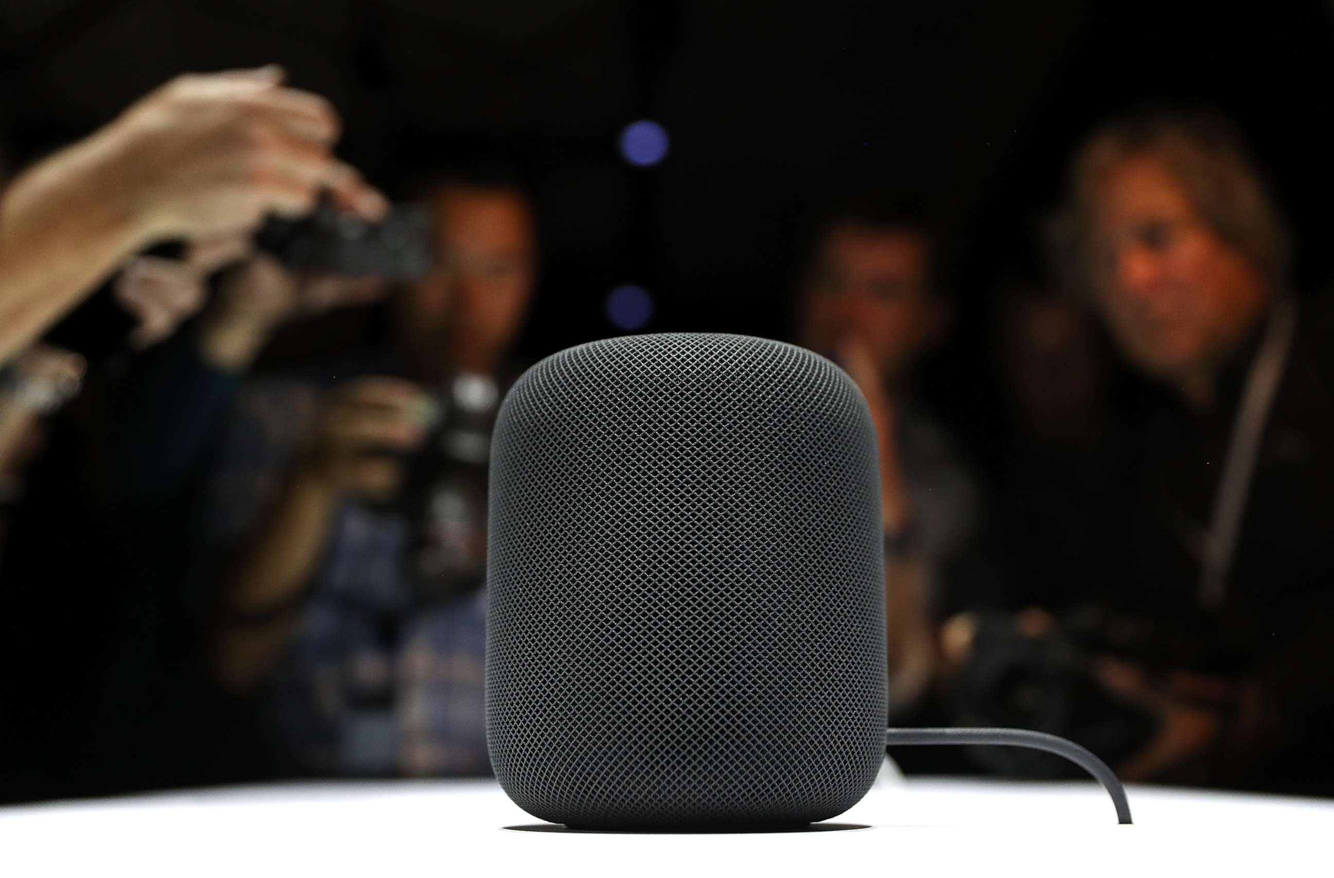 PHOTO: A prototype of Apple's new HomePod is displayed during the 2017 Apple Worldwide Developer Conference (WWDC) at the San Jose Convention Center, June 5, 2017 in San Jose, Calif.