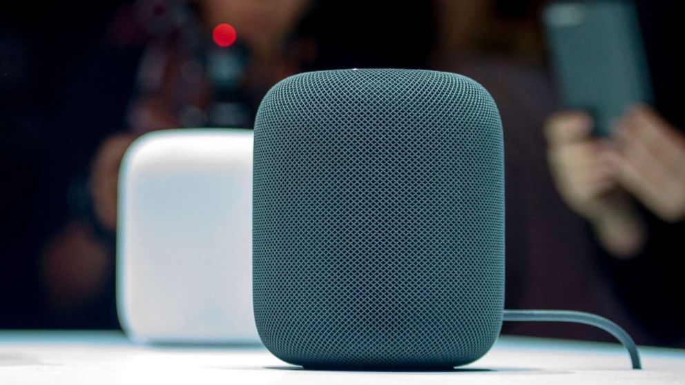 The Apple HomePod smart speaker on display during Apple's Worldwide Developers Conference in San Jose, Calif., June 5, 2017.
