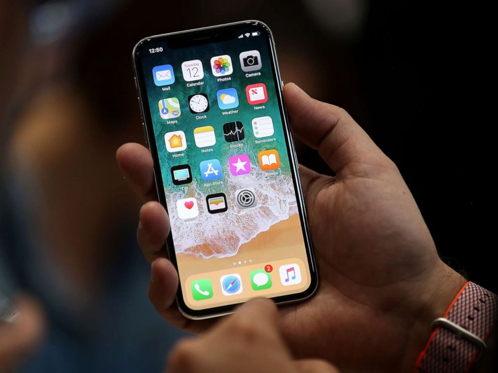 PHOTO: The new iPhone X is displayed during an Apple special event at the Steve Jobs Theatre on the Apple Park campus on Sept. 12, 2017 in Cupertino, Calif.