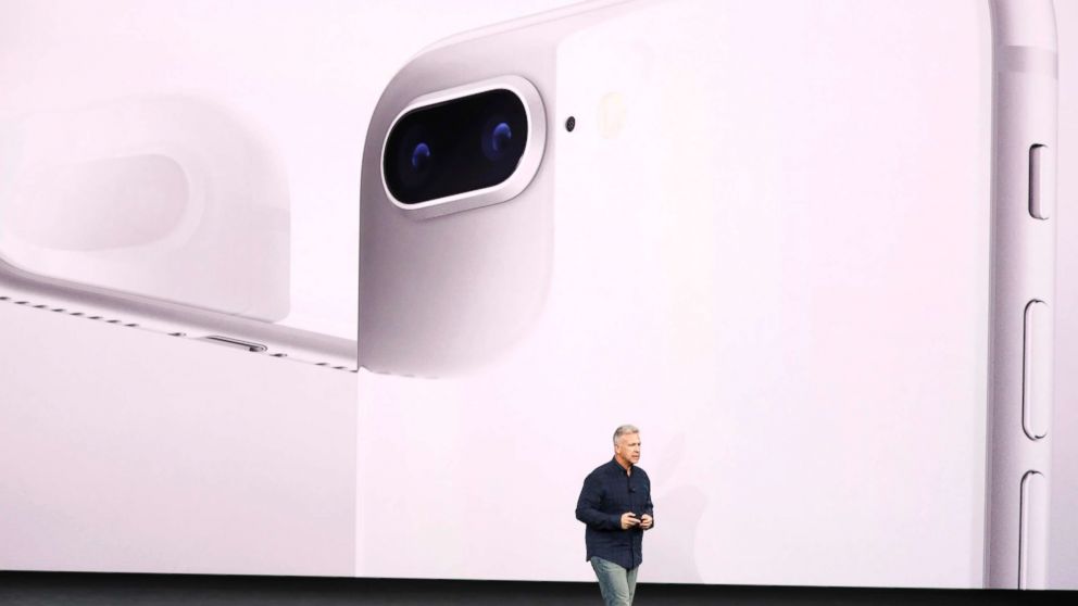 PHOTO: Apple Senior Vice President of Worldwide Marketing, Phil Schiller, introduces the iPhone 8 during a launch event in Cupertino, Califo., Sept. 12, 2017.