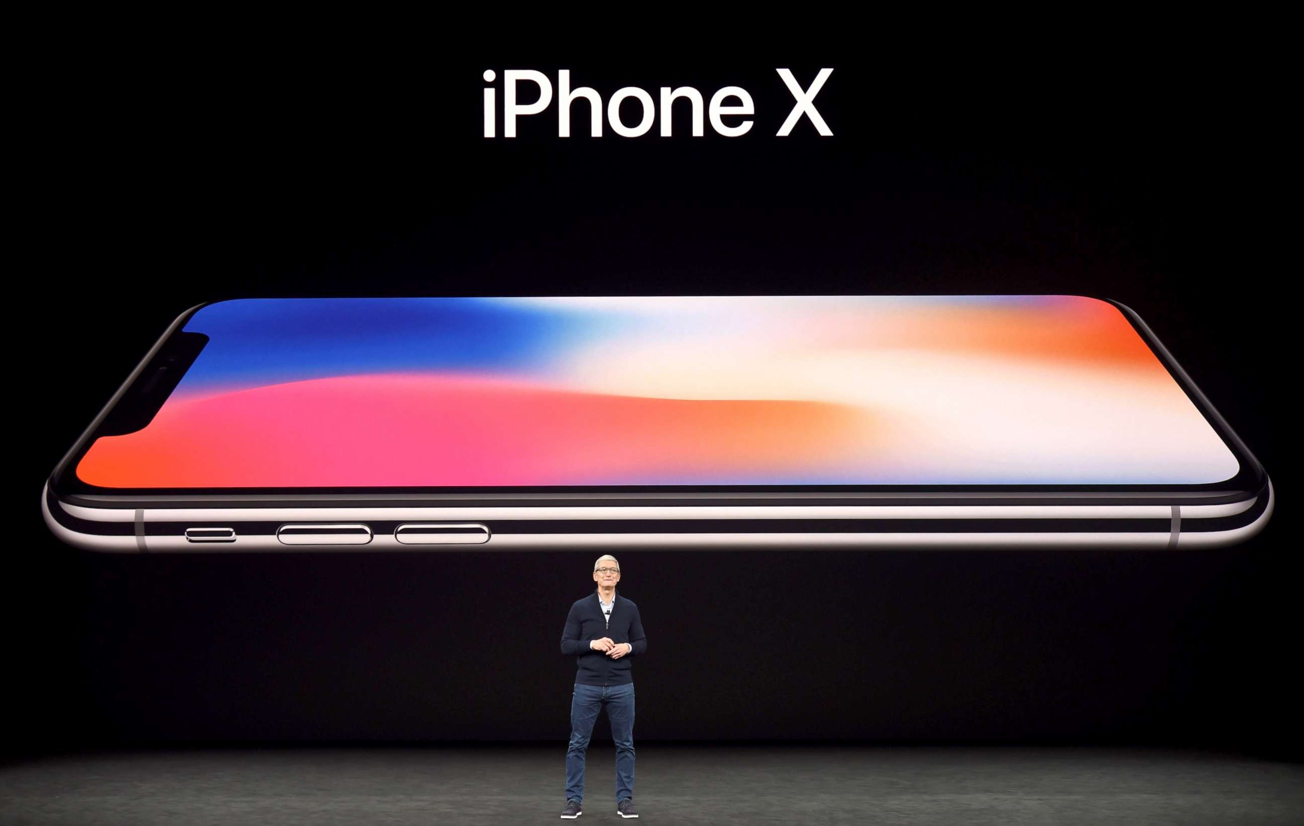 PHOTO: Apple CEO Tim Cook speaks about the new iPhone X during a media event at Apple's new headquarters in Cupertino, Calif., Sept. 12, 2017.