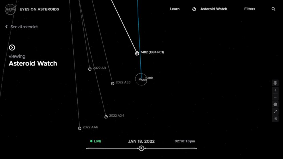 PHOTO: A 1 kilometer-sized asteroid, 7842 (1994 PC1), is poised to pass near earth Tuesday afternoon. Scientists say there is no danger to the planet.