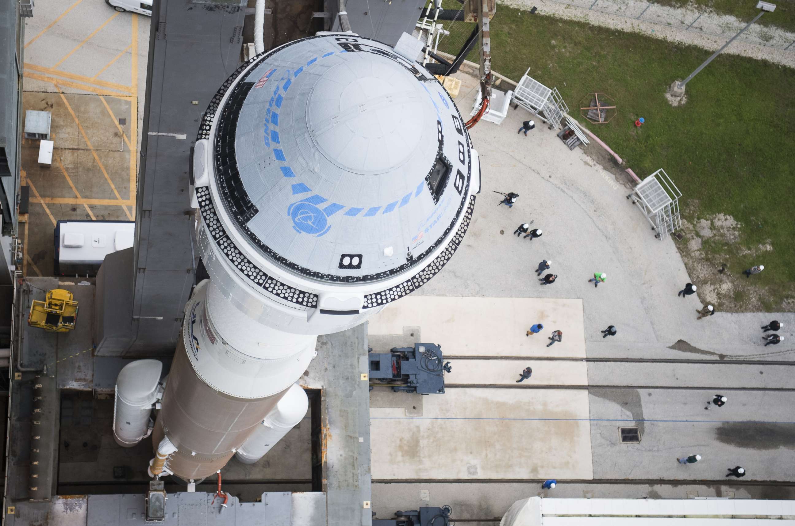 PHOTO: A United Launch Alliance Atlas V rocket with Boeings CST-100 Starliner spacecraft onboard is rolled-out of the Vertical Integration Facility to the launch pad at Space Launch Complex 41, Dec. 18, 2019, in Cape Canaveral, Florida.