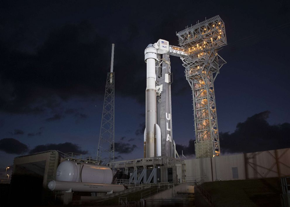 PHOTO: A United Launch Alliance Atlas V rocket with Boeings CST-100 Starliner spacecraft onboard, on the launch pad at Space Launch Complex 41 ahead of the Orbital Flight Test mission, Dec. 18, 2019 at Cape Canaveral Air Force Station in Florida.