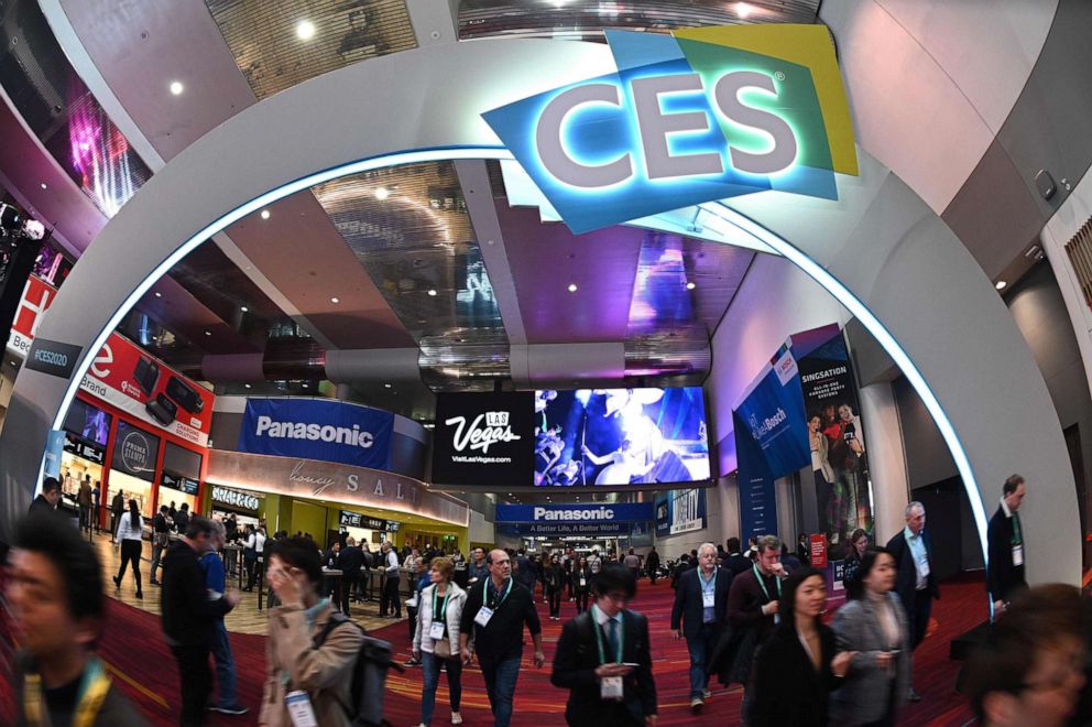PHOTO: In this file photo taken on Jan. 10, 2020, attendees walk through the Las Vegas Convention Center on the final day of the 2020 Consumer Electronics Show.