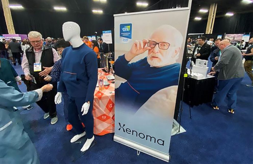 PHOTO: Xenoma smart pajamas, designed for the elderly, on display at CES 2020, in Las Vegas, Jan. 5, 2020.