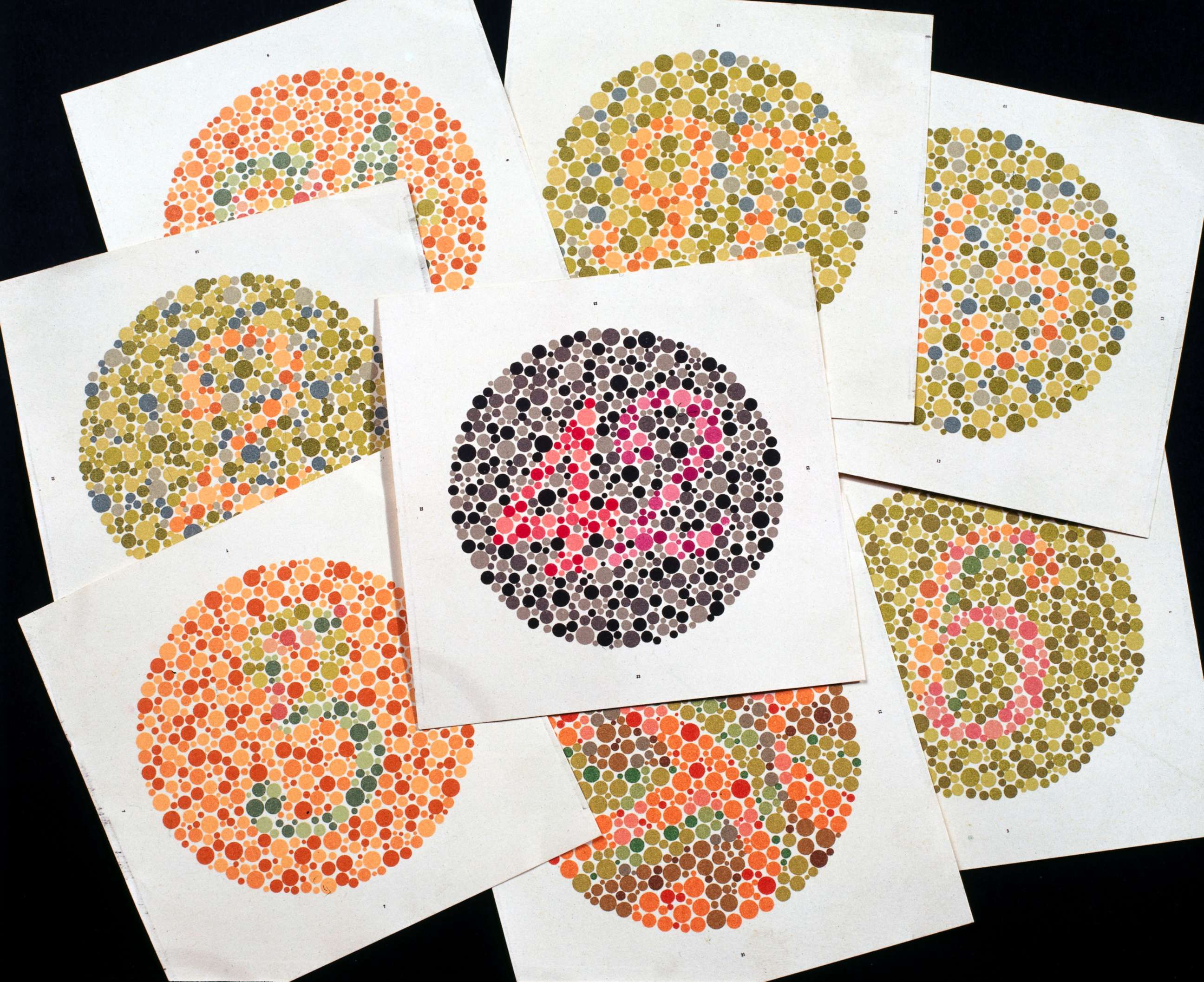 PHOTO: Dr Shinobu Ishihara, Professor Emeritus of the University of Tokyo, Japan, designed this series of plates, pictured in the United Kingdom on Dec. 18, 1998, as a test for color blindness. 