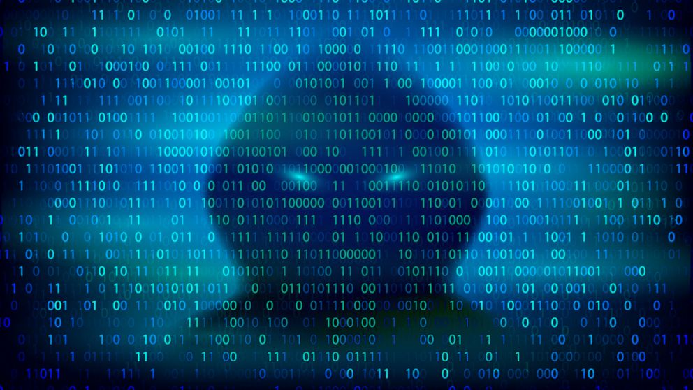 PHOTO: A silhouette of a hacker on the background with binary code is pictured in this undated stock photo. 