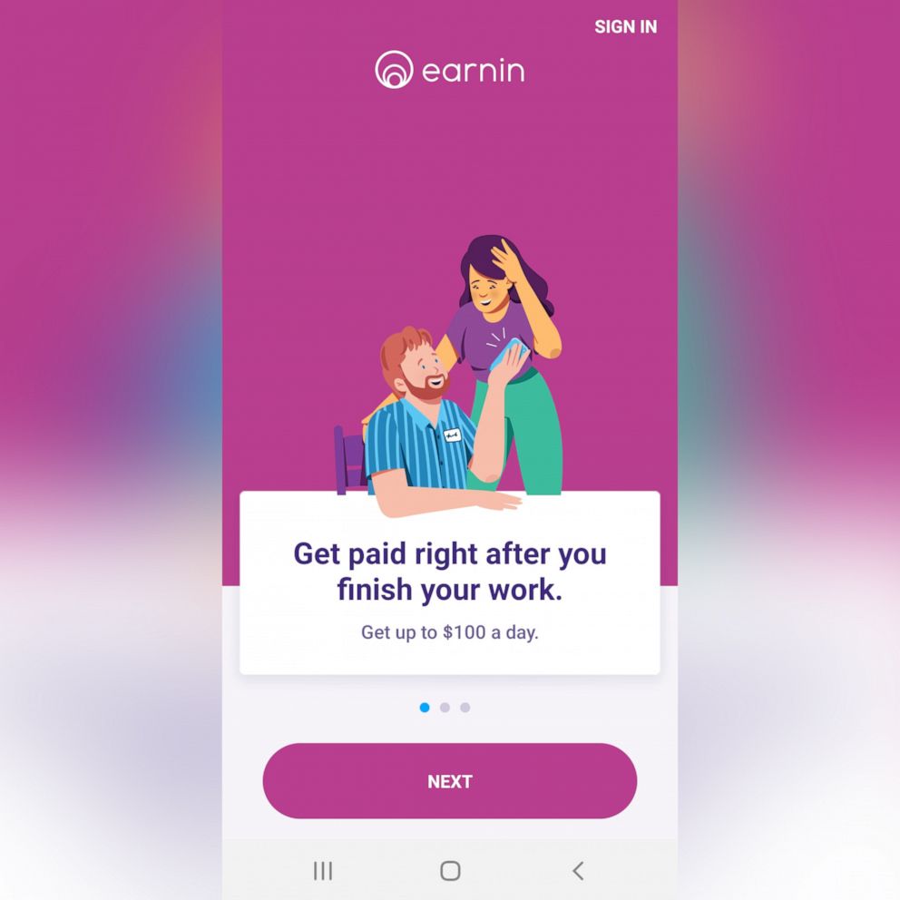 PHOTO: A screenshot of the Earnin app for Android.