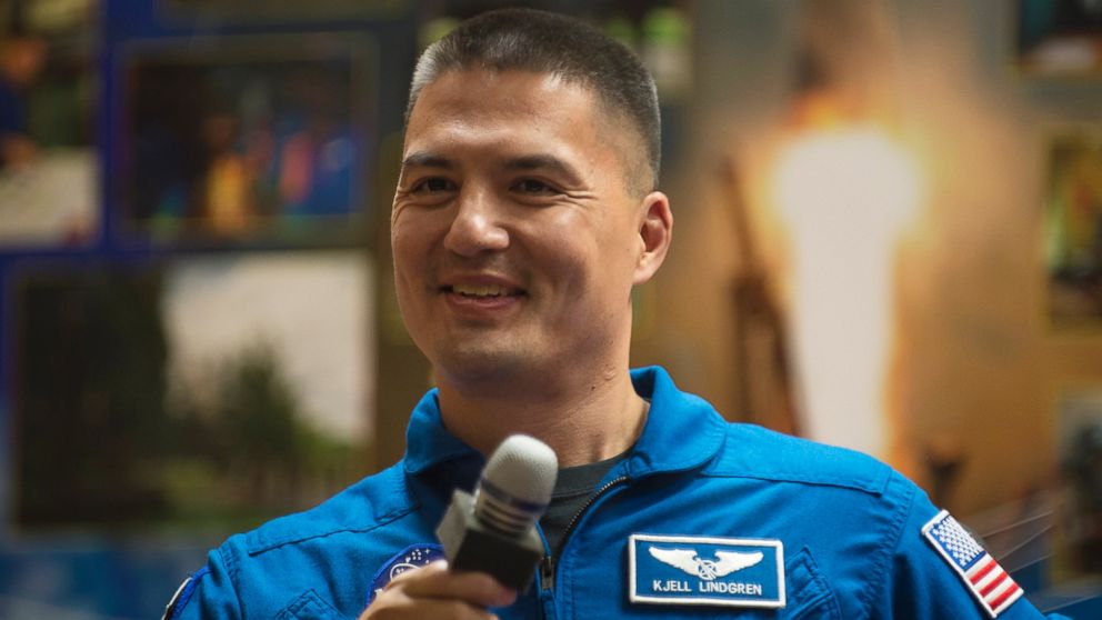 PHOTO: Expedition 44 Flight Engineer Kjell Lindgren of NASA answers a question during a press conference on Tuesday, July 21, 2015, at the Cosmonaut Hotel in Baikonur, Kazakhstan.  