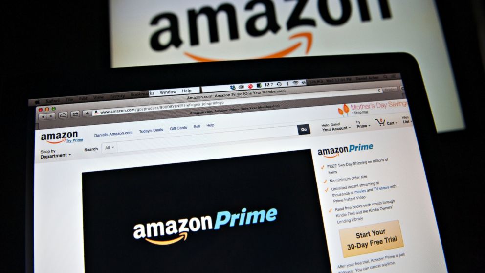 PHOTO: The Amazon.com Inc. Prime logo is displayed on computer screens, April 23, 2014, in Tiskilwa, Ill.