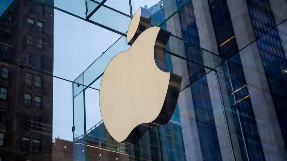 The Apple logo is displayed at the Apple Store, June 17, 2015, on Fifth Avenue in New York City.