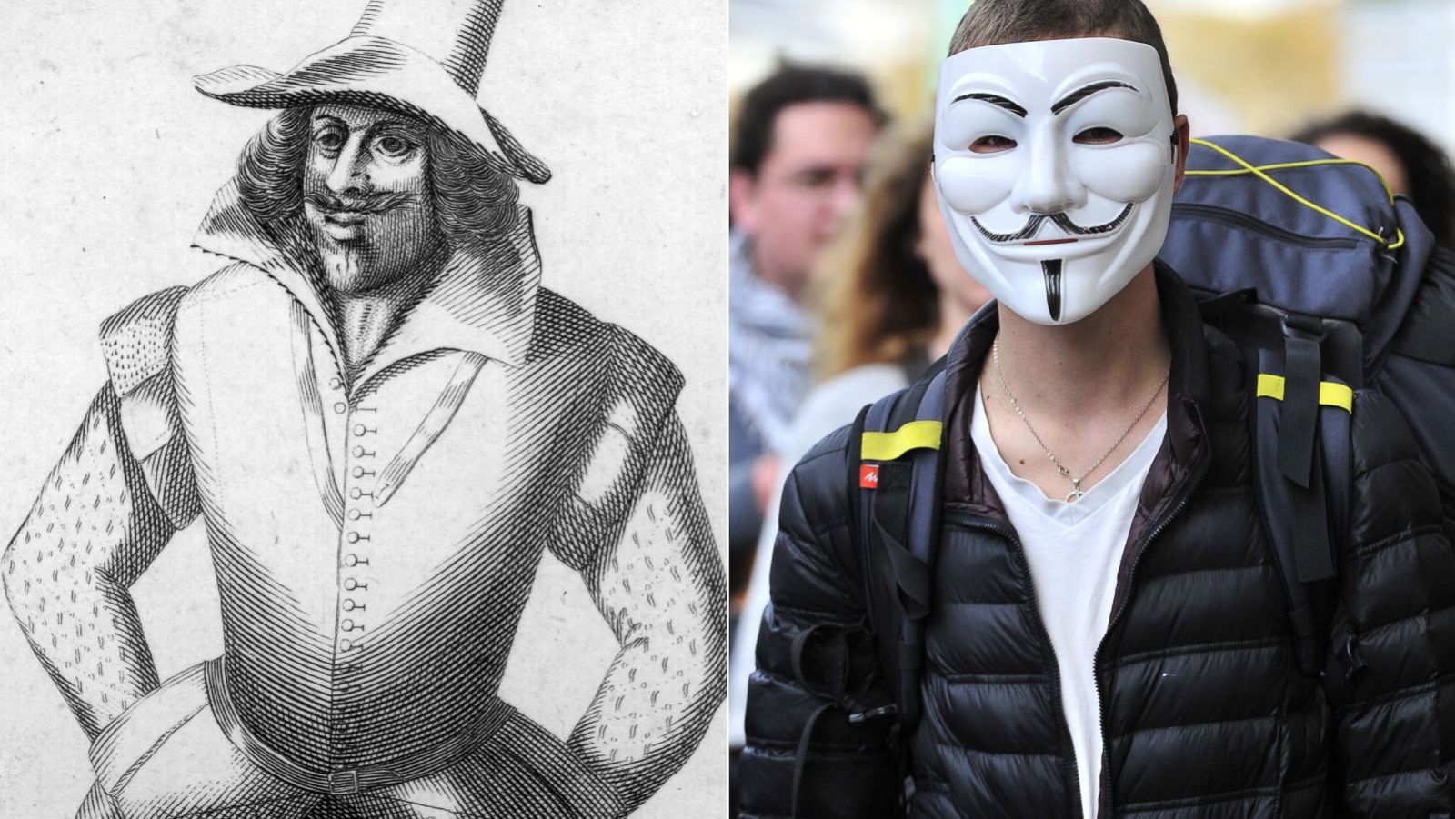 Guy Fawkes Night Famous Mask on Through Anonymous - ABC News