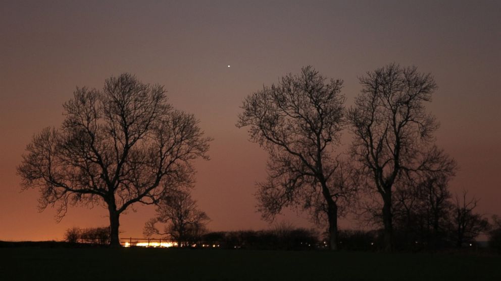 The planet Mercury is seen over England on March 18, 2011.