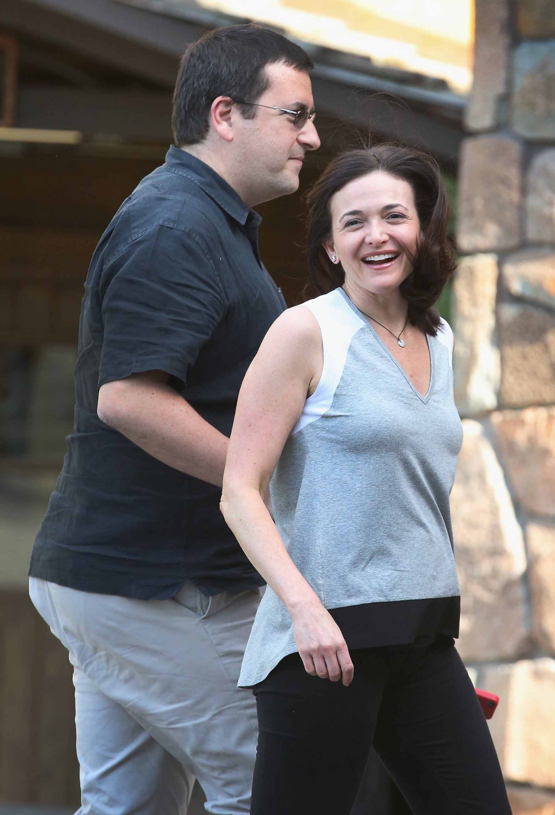 PHOTO: Sheryl Sandberg, Chief Operating Officer of Facebook, and her husband David Goldberg, CEO of SurveyMonkey, arrive for the Allen & Company Sun Valley Conference on July 8, 2014 in Sun Valley, Idaho.