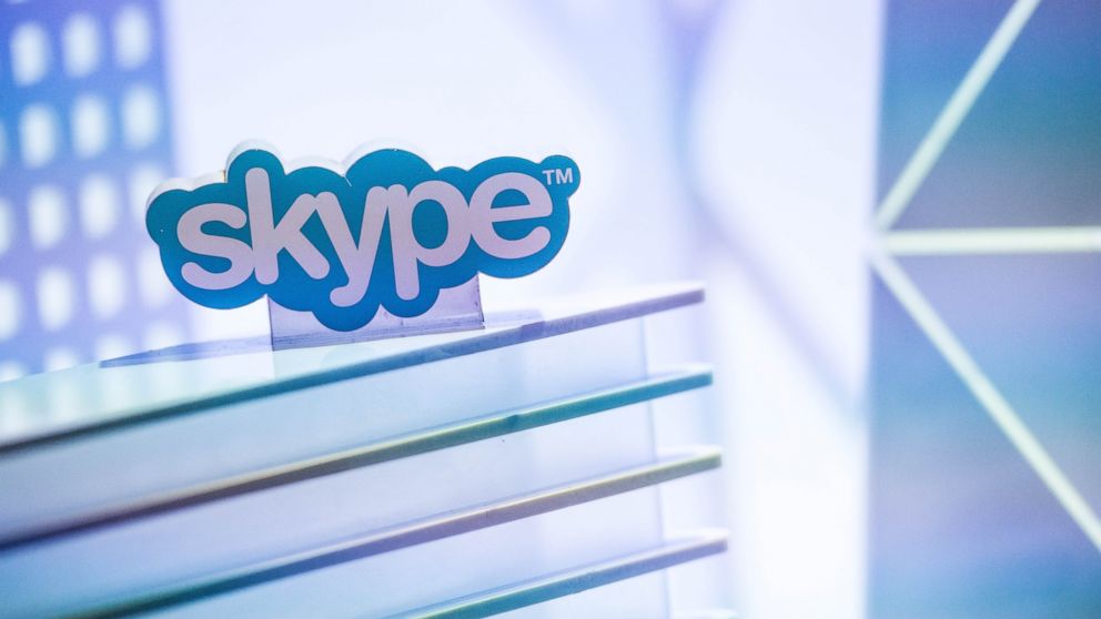 PHOTO: A skype logo is seen at the Microsoft pavilion during the second day of the Mobile World Congress 2015 at the Fira Gran Via complex on March 3, 2015 in Barcelona.
