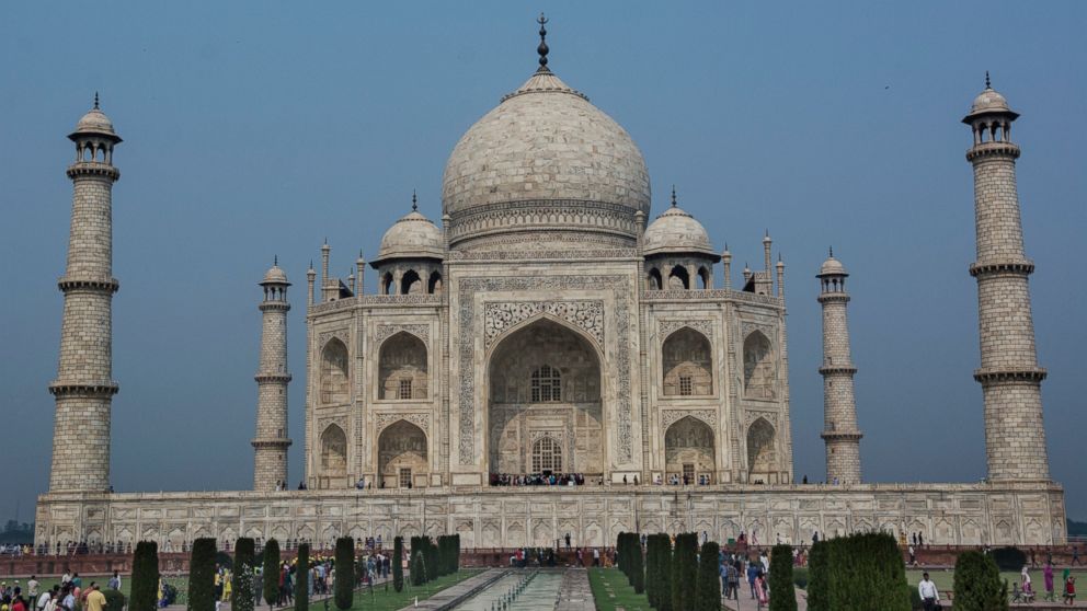 The Taj Mahal is a white marble mausoleum built by Mughal emperor Shah Jahan in memory of his third wife, Mumtaz Mahal. Construction was completed around 1653. 