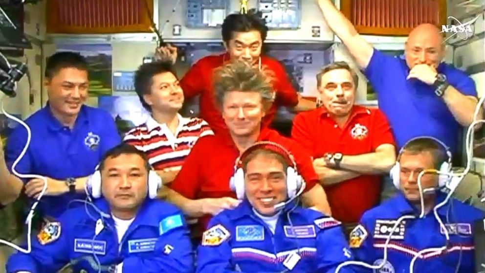PHOTO: An international crew of nine from the U.S.. Russia, Japan, Denmark and Kazakhstan will work together on the orbital laboratory until Sept. 11, 2015.