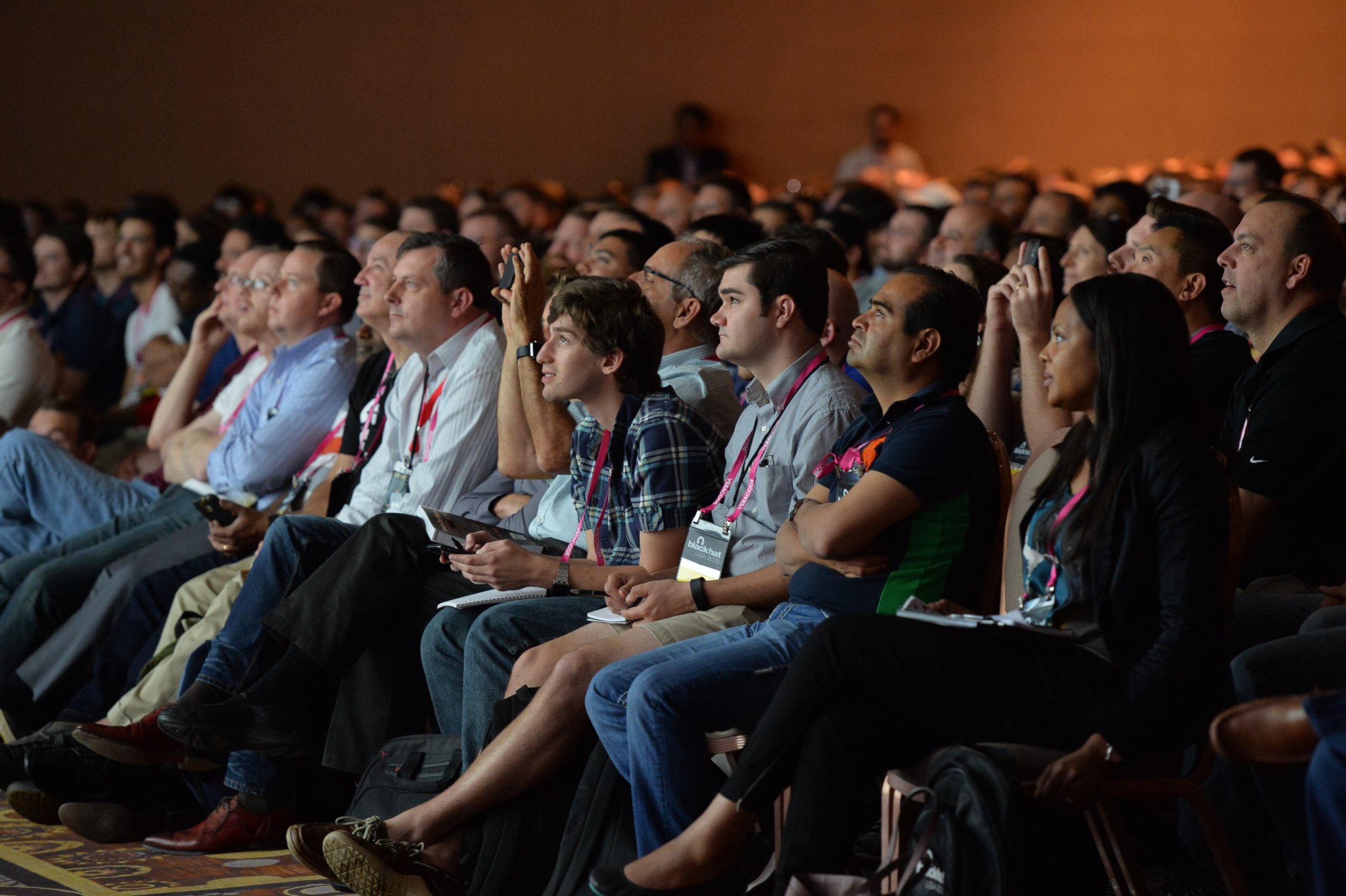 PHOTO: Cyber security researchers at Black Hat USA 2015 watch a presentation on vehicle hacking Aug.5, 2015.