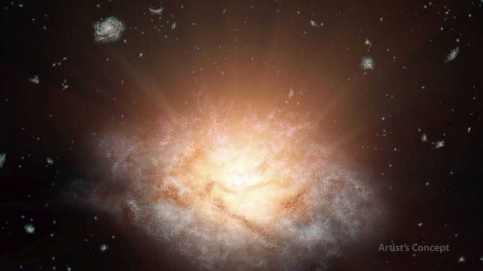 NASA's WISE telescope discovered the most luminous galaxy in the universe, pictured is a NASA artist's concept.
