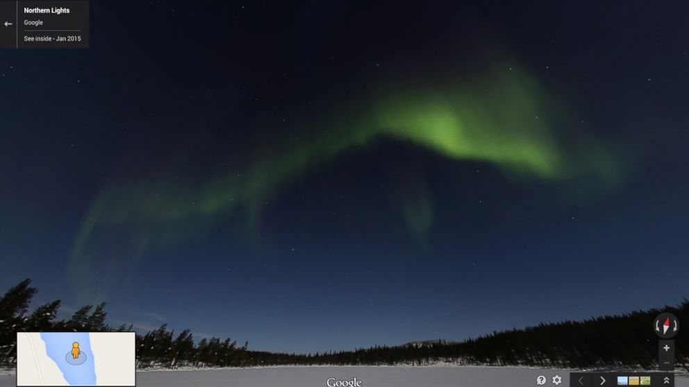 Google posted this image of the Aurora Borealis is lighting up Google Street View.