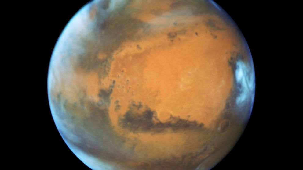 PHOTO: Mars is pictured in an image made with the Hubble Space Telescope when the planet was 50 million miles from Earth on May 12, 2016.