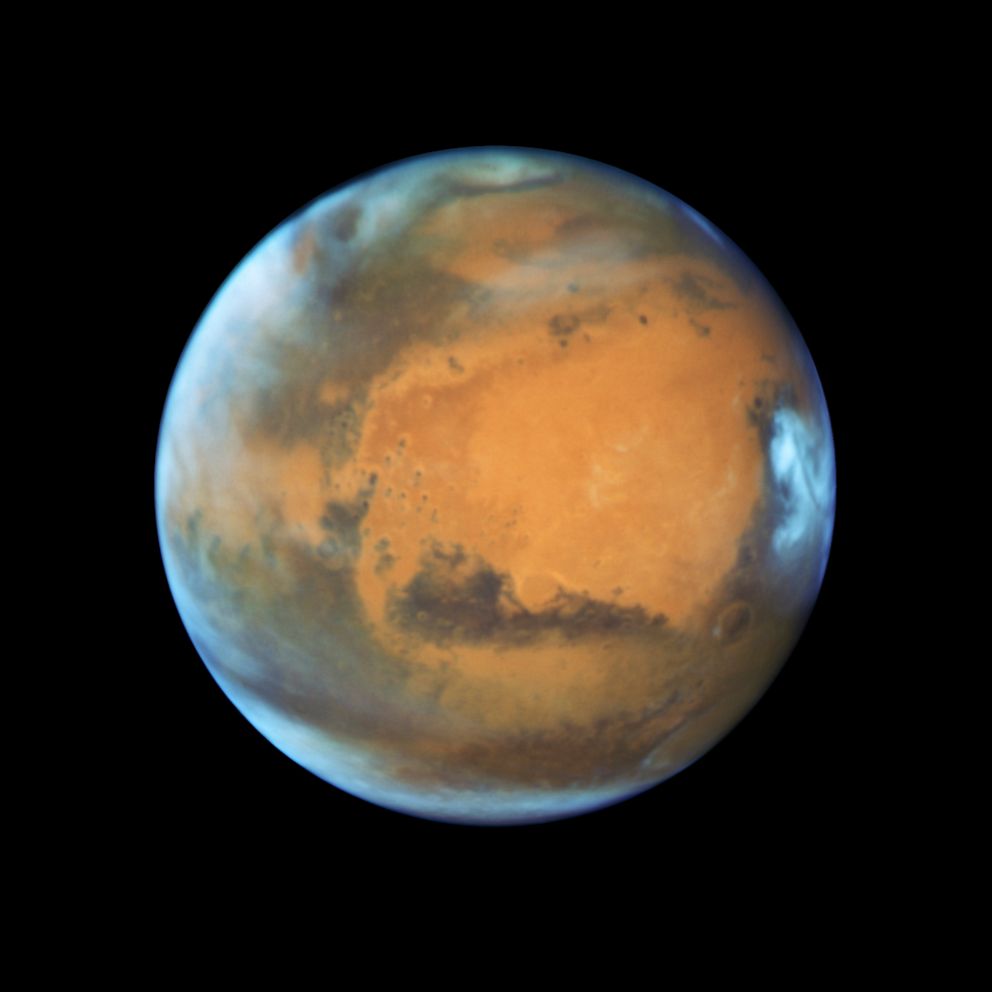 PHOTO: Mars is pictured in an image made with the Hubble Space Telescope when the planet was 50 million miles from Earth on May 12, 2016.