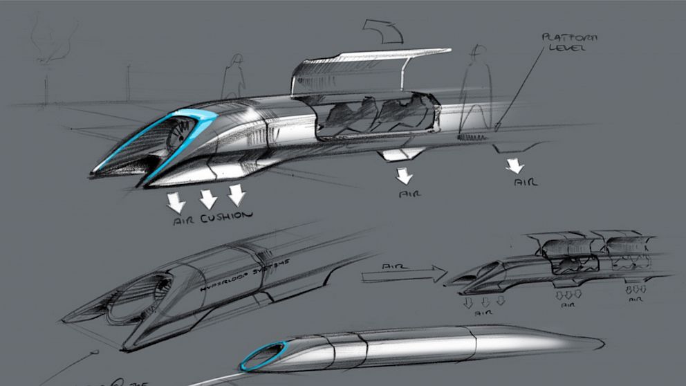 Elon Musk unveiled the first sketch of his long-teased Hyperloop transportation system.