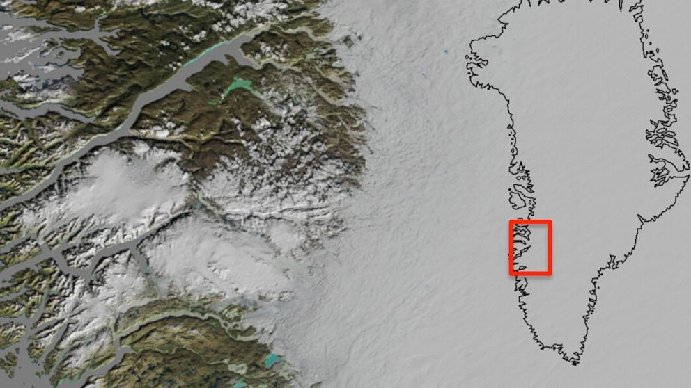 PHOTO: A map of a portion of southwest Greenland is pictured.