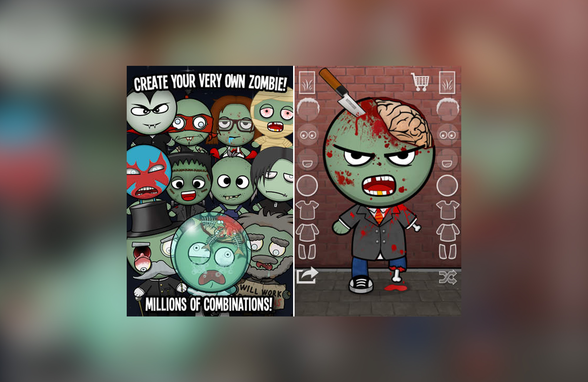 PHOTO: Make A Zombie by Skunk Brothers GmbH lets you design a zombie and then share it with friends through social media.