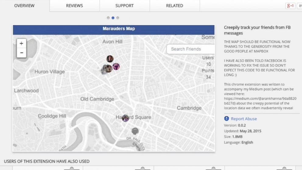The "Marauders Map" Chrome extension promises to allow you to map your friends' locations from their Facebook messages.