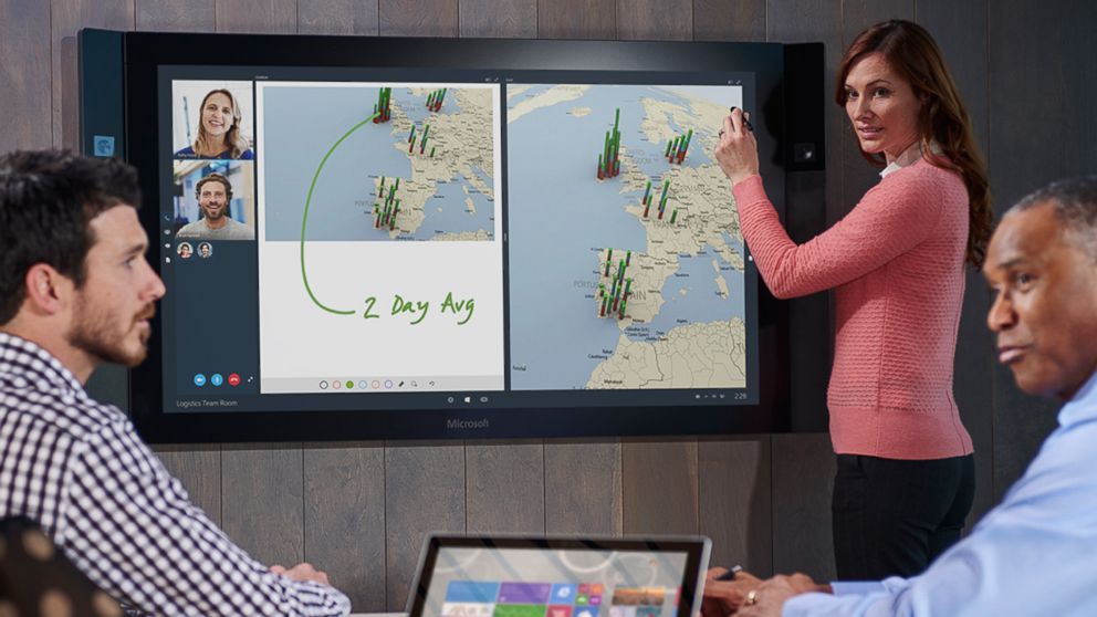 Microsoft's Surface Hub is pictured. 
