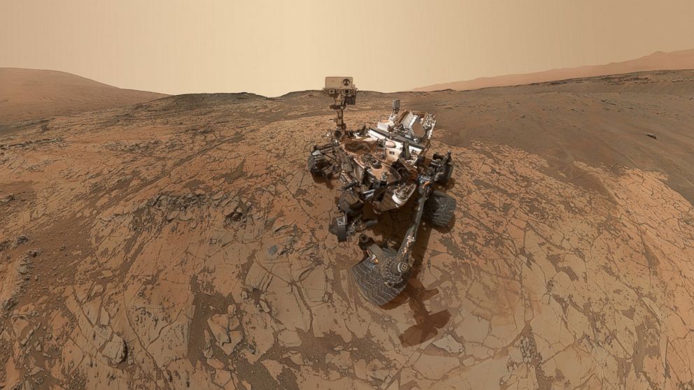 A self-portrait of NASA's Curiosity Mars rover was made by combining dozens of images taken in January, 2015 by a camera at the end of the rover's robotic arm. The rover has been working in the "Pahrump Hills" outcrop on Mars for the last five months.