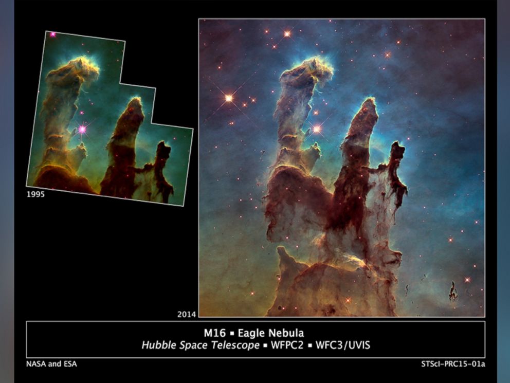 PHOTO: A comparison of the "Pillars of Creation" in 1995 and 2014.
