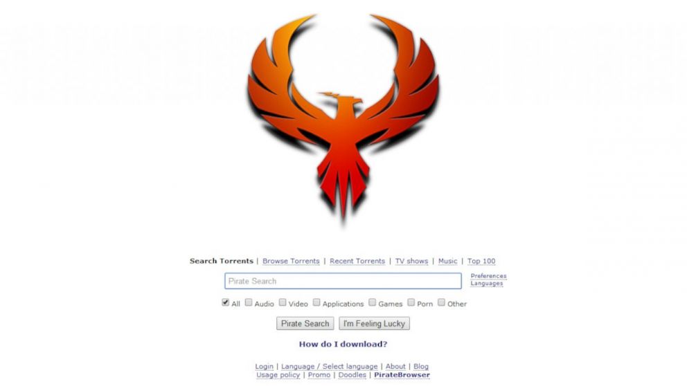 A screenshot of the new Pirate Bay website.
