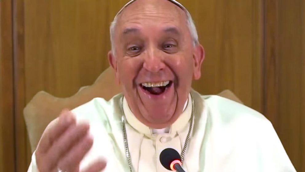 Pope Francis hosts his first Google+ Hangout in this photo from 2014.
