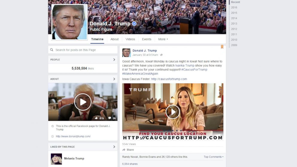 PHOTO: A screen grab made from the Donald Trump Facebook page on Feb. 1, 2016 shows a video featuring Ivanka Trump explaining how to caucus for her father.